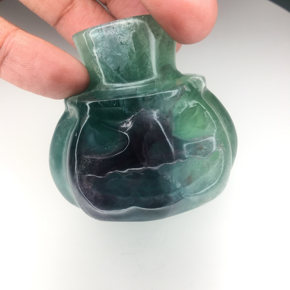 Halloween Fluorite Blue Green Pumpkin - Picture 1 of 7